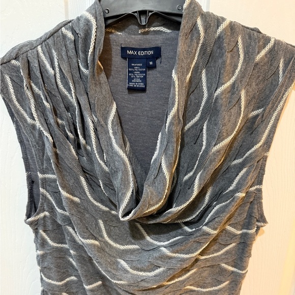 Max Edition Gray Cowl Neck Sheath Dress excellent cond - Picture 2 of 5